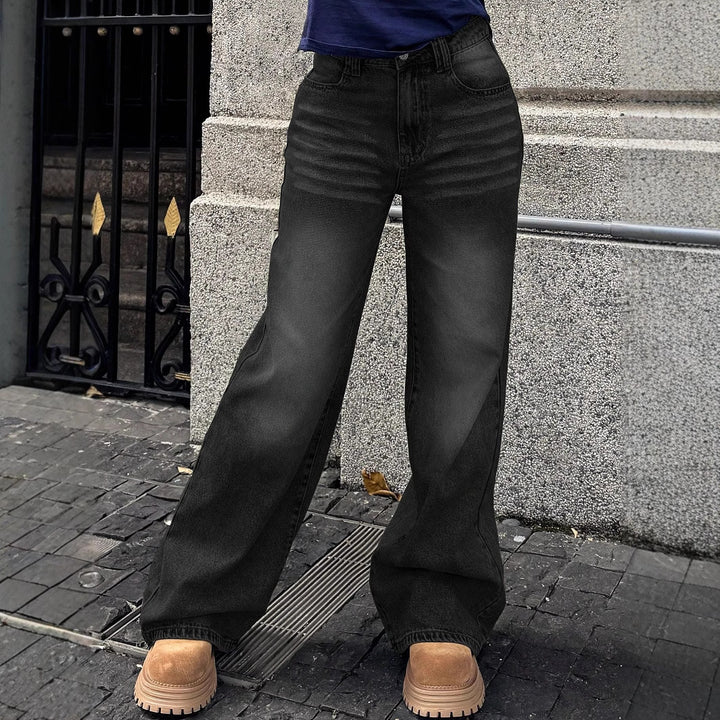 Damen weite hochtaillierte Denim-Jeans im Baggy‑Stil mit extra weitem Bein Drune