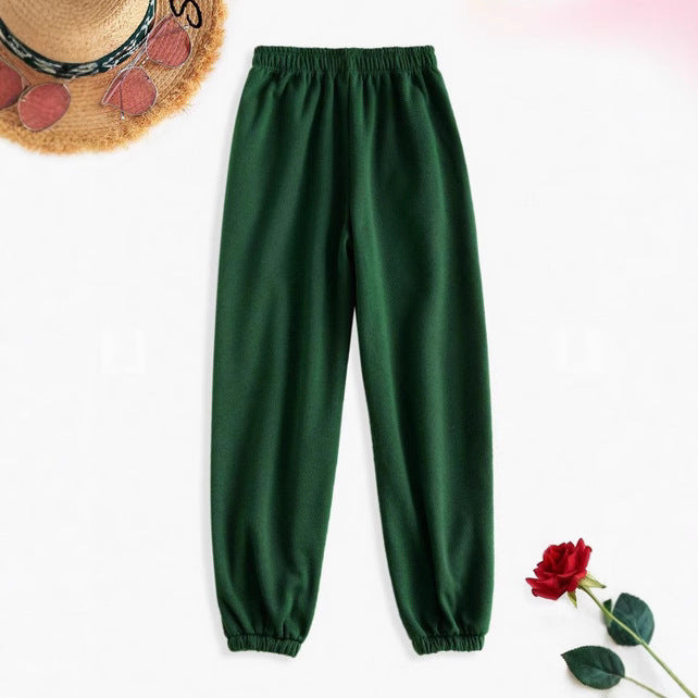 Damen nan hochgeschnittene Relax-Fit Jogginghose mit elastischem Bund, Seitentaschen und gerafften Beinbündchen Drune