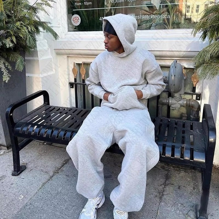 Herren nan urbaner Boxy-Hoodie mit verkürztem Rumpf, überschnittener Schulter und weichem Fleece-Innenfutter Drune