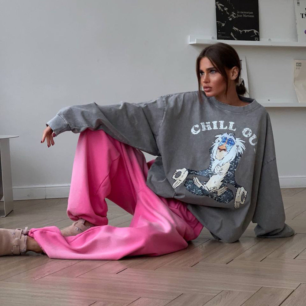 Damen Lässiges Sweatshirt mit vielseitigem Grafikdruck Drune
