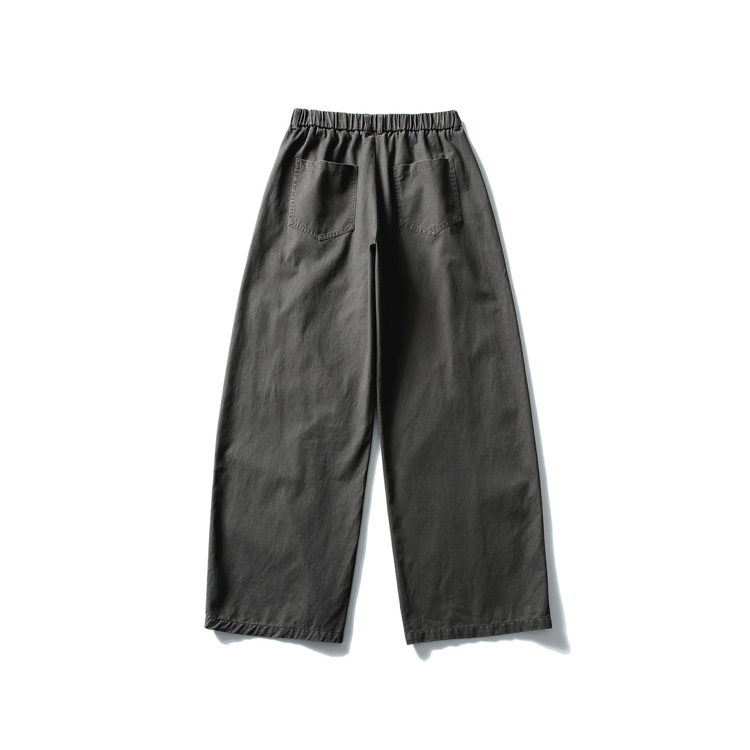 Damen Weite Cropped-Hose mit elastischem Bund und dekorativen Nahtpasse Drune