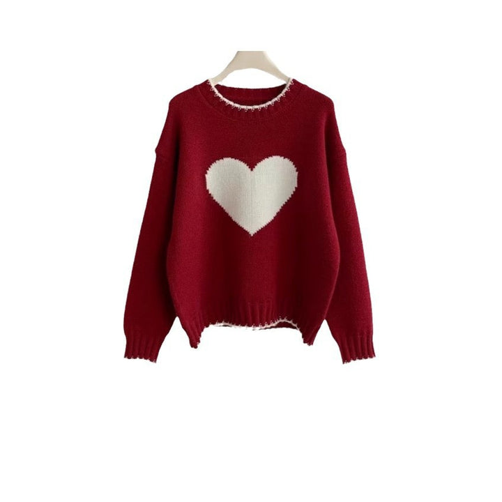 Damen Strickpullover mit Herzmotiv und lässigem Schnitt Drune