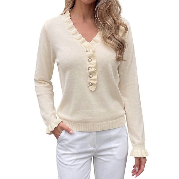 Damen Eleganter Pullover mit Rüschendetails Drune