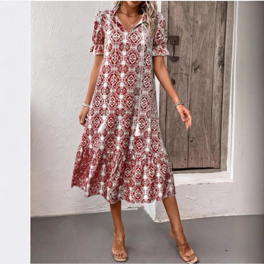 Damen Sommerliches Tunika-Kleid mit eleganten Schnüroptionen Drune