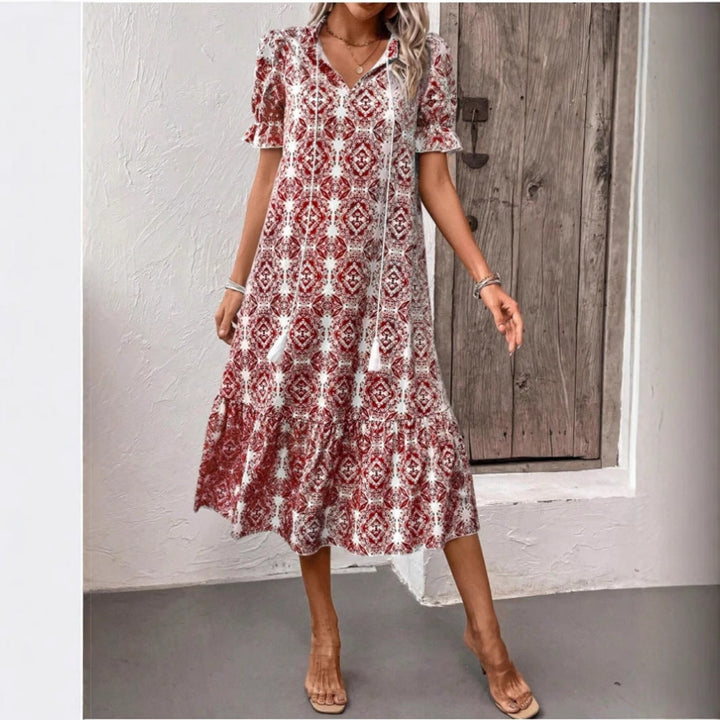 Damen Sommerliches Tunika-Kleid mit eleganten Schnüroptionen Drune
