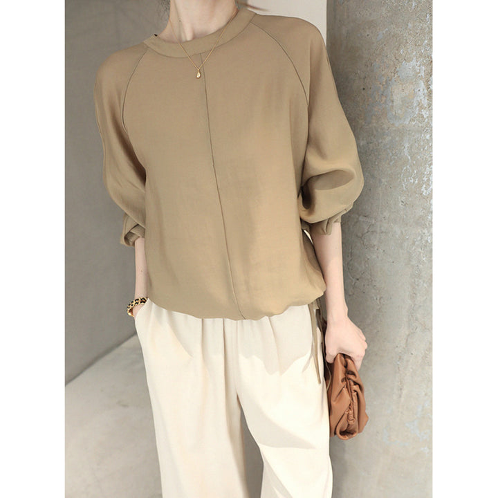 Damen Elegante und luftige Bluse mit ballonärmel Drune