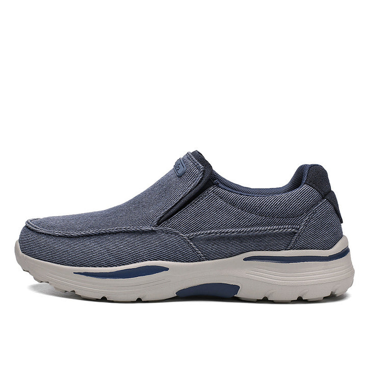Herren leichte Slip-On Komfortfreizeitsneaker mit atmungsaktivem Canvas und stoßdämpfender Plateausohle Drune
