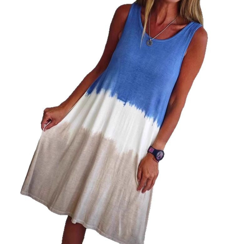 Damen nan ärmelloses Swingkleid aus softem Jersey mit fließendem Farbübergang und ausgestellter Silhouette Drune