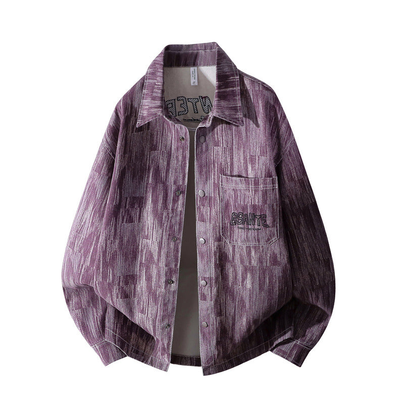 Herren Oversize-Hemdjacke mit Strukturprint, Druckknopfleiste & aufgesetzter Brusttasche Drune