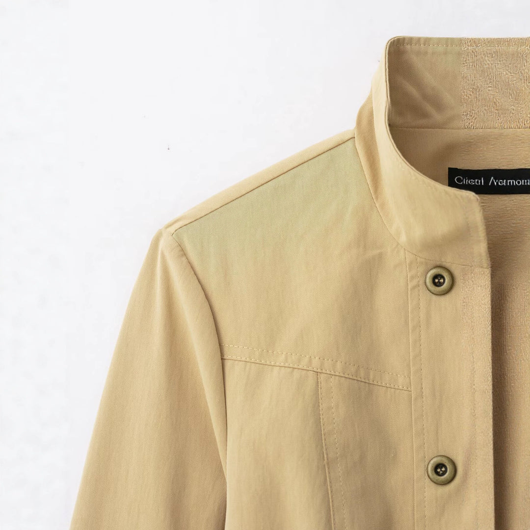 Damen Kurzer Doppelreihiger Field‑Blouson im Utility‑Stil mit Stehkragen Drune