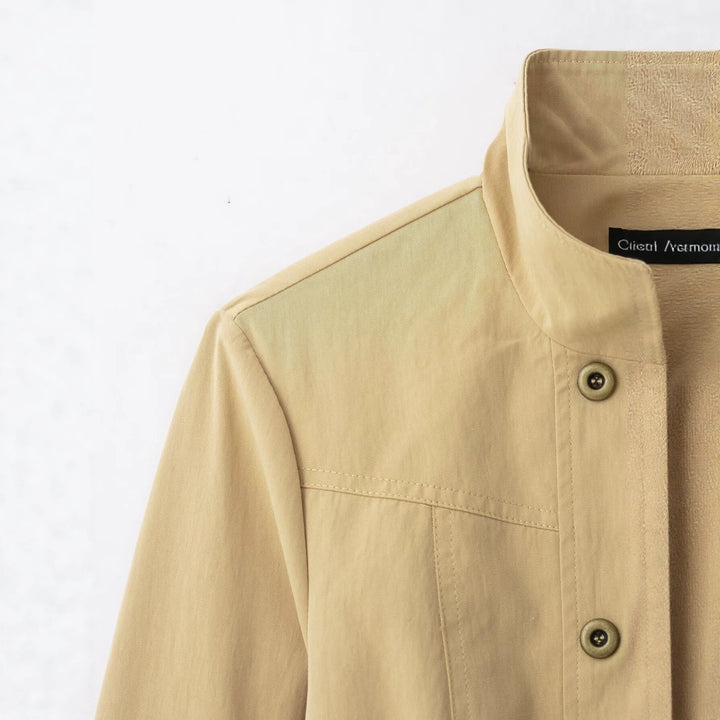Damen Kurzer Doppelreihiger Field‑Blouson im Utility‑Stil mit Stehkragen Drune