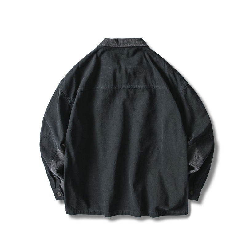 Herren Locker geschnittene Feldjacke im Workwear-Stil mit aufgesetzten Pattentaschen und Cordkragen Drune