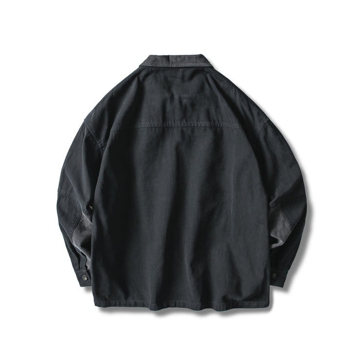 Herren Locker geschnittene Feldjacke im Workwear-Stil mit aufgesetzten Pattentaschen und Cordkragen Drune