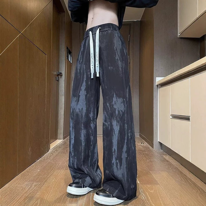 Unisex Weite Relaxed-Fit Lounge-Hose mit elastischem Bund und Vintage-Färbung Drune