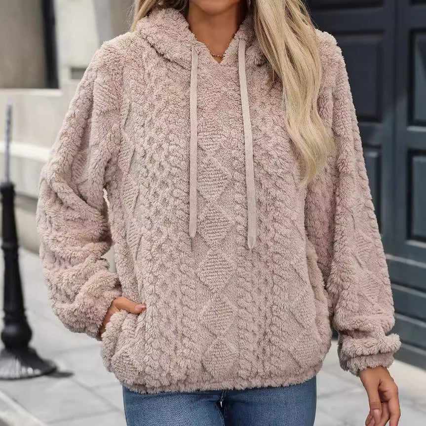 Damen Fleece-Pullover mit Kapuze Drune