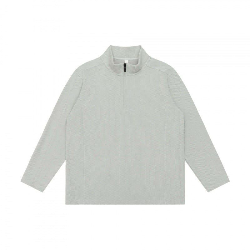Unisex Texturierter Half‑Zip‑Strickpullover im Boxy‑Schnitt mit Stehkragen Drune