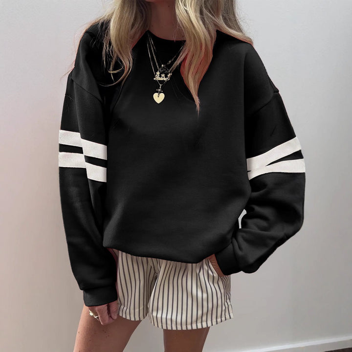 Damen Weit geschnittenes Sweatshirt mit Kontraststreifen an den Ärmeln Drune