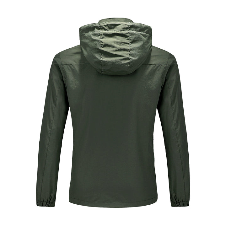 Herren Ultraleichte packbare Outdoorjacke mit hohem Kragen, Kapuze und atmungsaktivem Meshfutter Drune