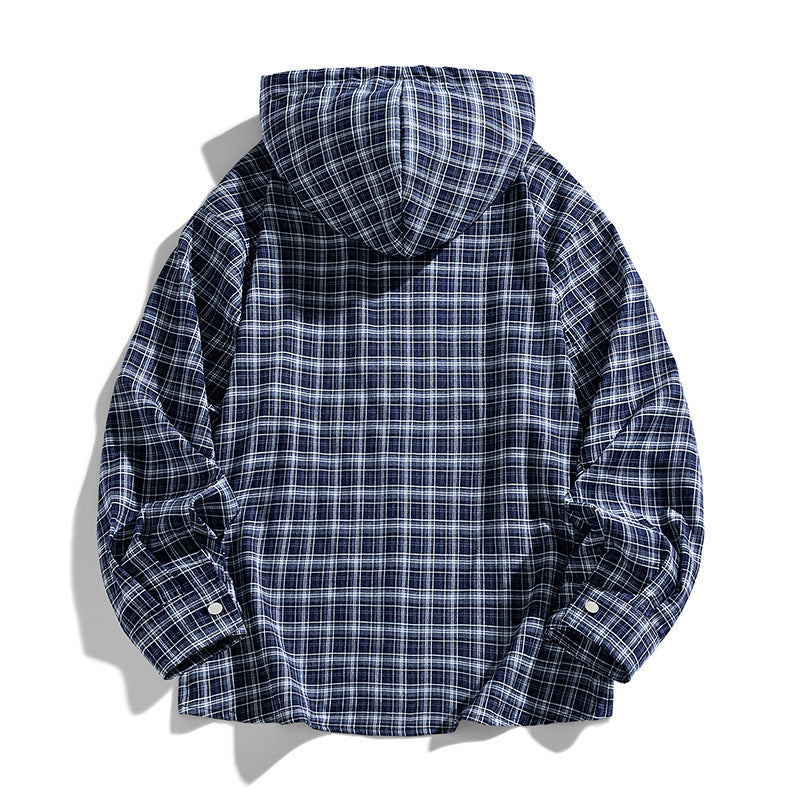 Herren Multifunktionale Kapuzenjacke aus Karo-Stoff Drune