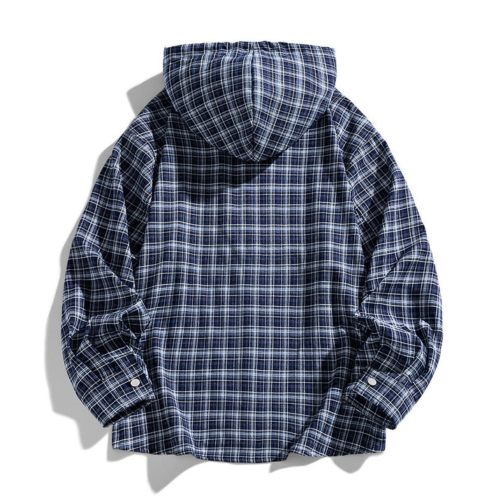 Herren Multifunktionale Kapuzenjacke aus Karo-Stoff Drune