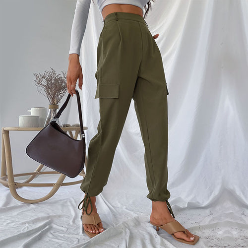 Damen Hohe Taillierte Cargo-Hose Drune