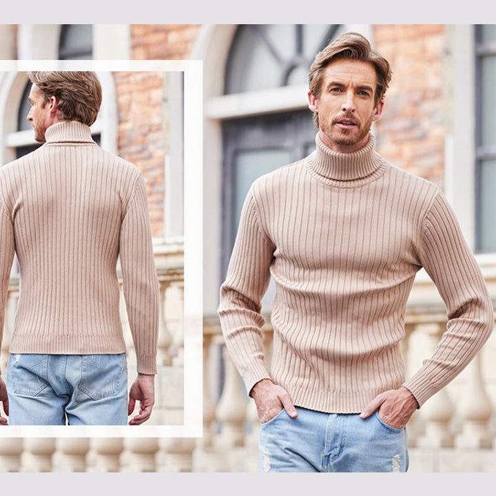 Herren nan gerippter Rollkragenpullover aus Feinstrick mit taillierter Silhouette Drune