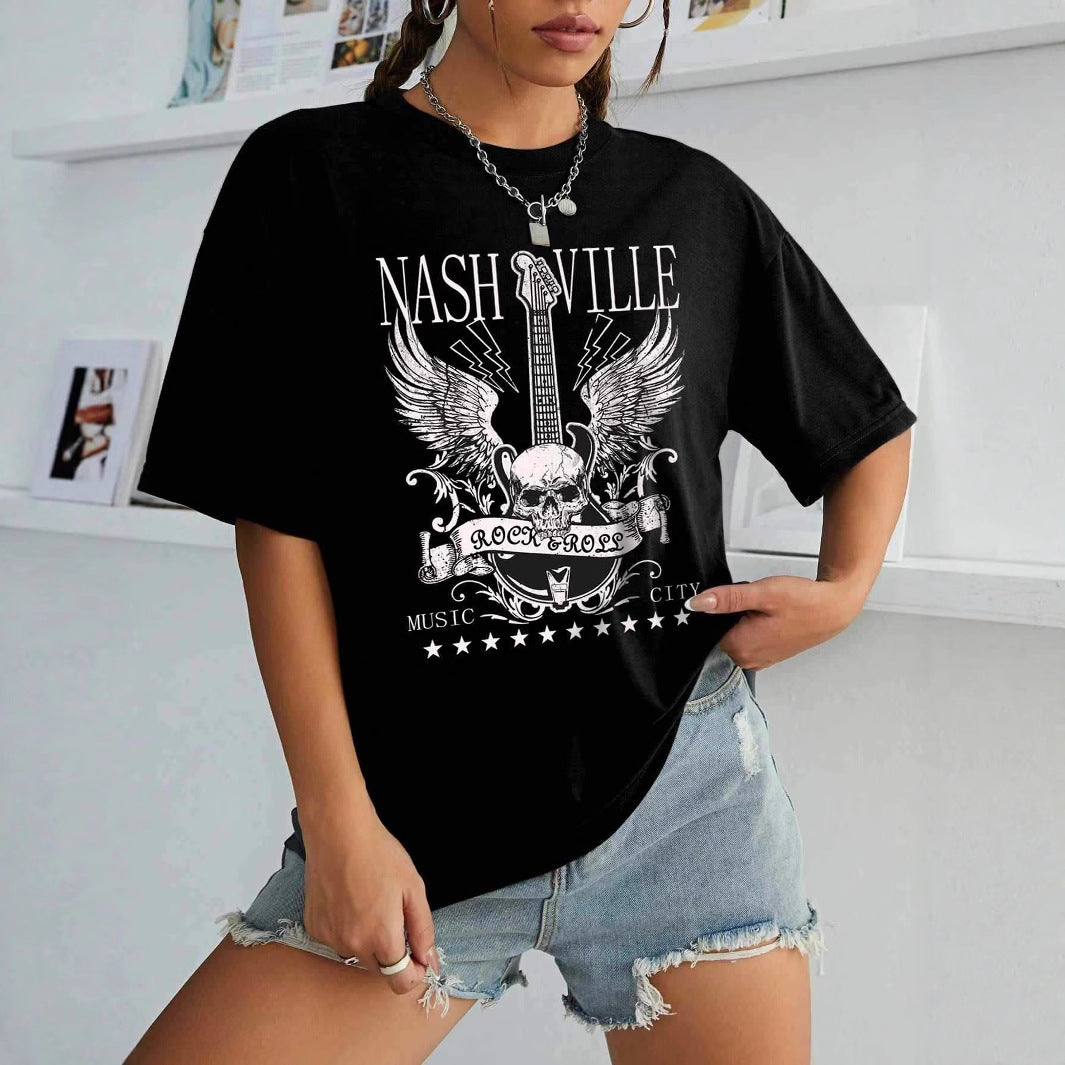 Damen T-Shirt mit kreativem Schriftzug im modernen Graffiti-Stil Drune