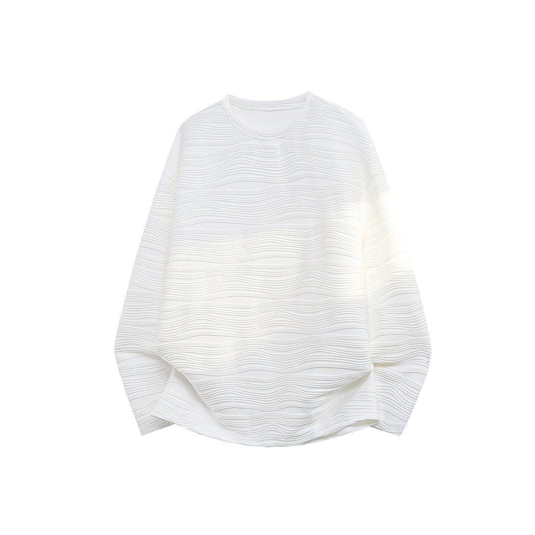 Unisex Oversize Wellenstruktur-Sweatshirt mit Rundhalsausschnitt Drune