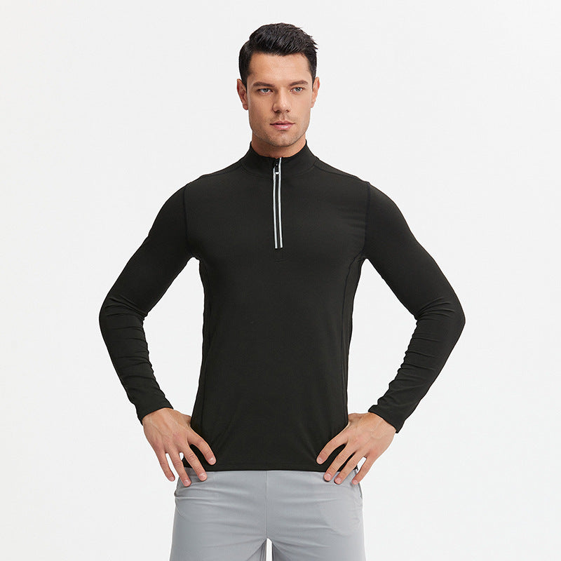 Herren Atmungsaktives Funktions-Langarmshirt mit halbem Reißverschluss und sportlichem Slim-Fit Drune