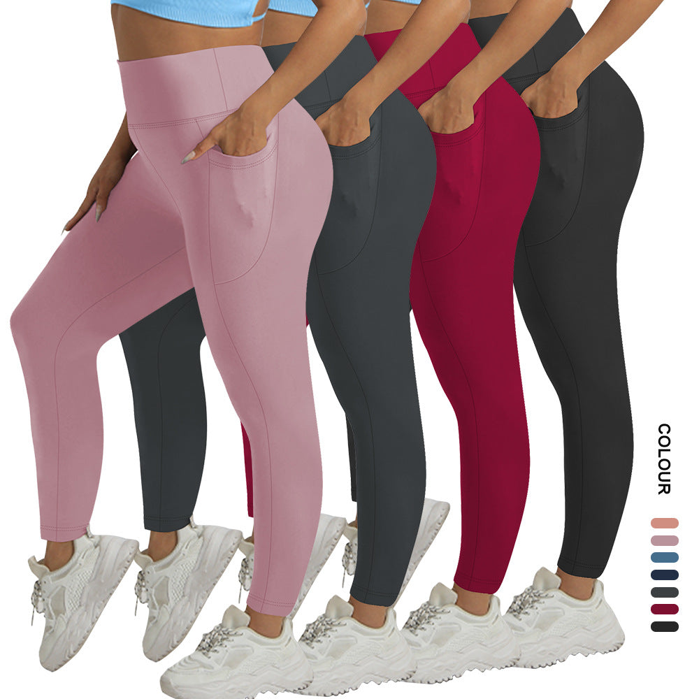 Damen hochtaillierte Sportleggings mit Seitentasche und formendem Stretchmaterial Drune
