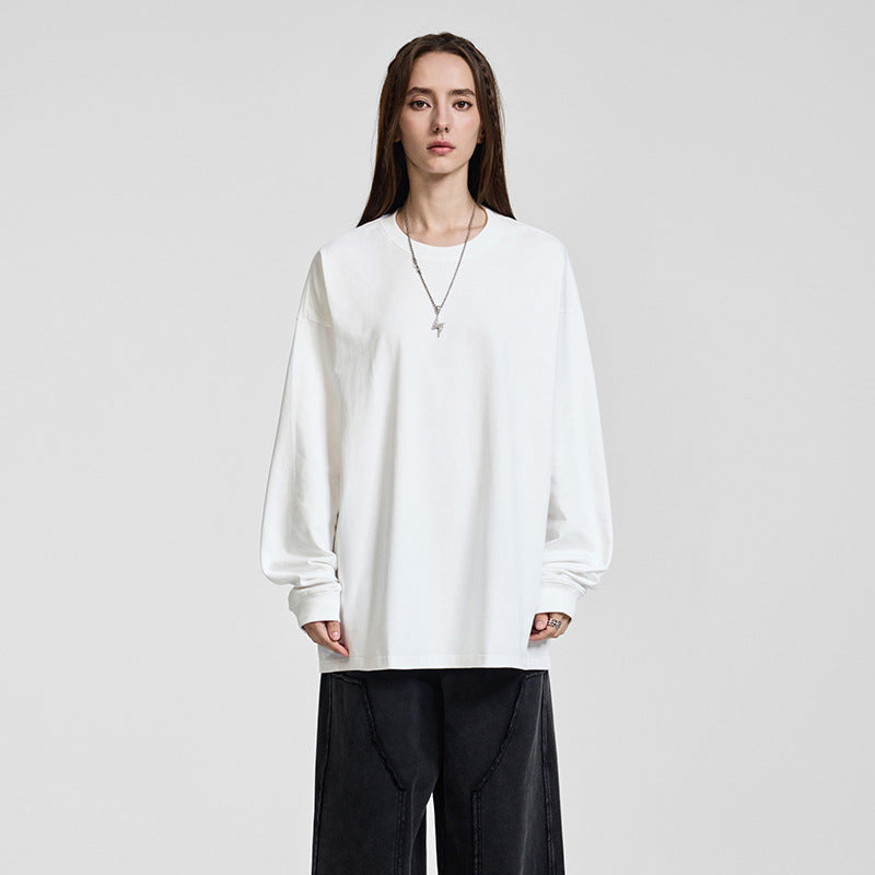 Herren Oversize-Langarmshirt mit überschnittener Schulter und Rundhalsausschnitt Drune
