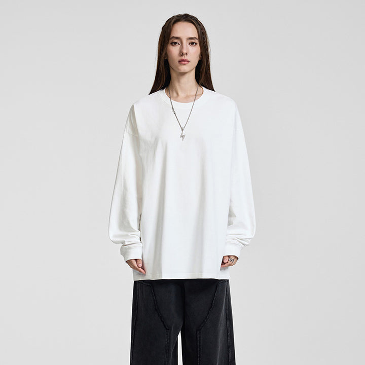 Herren Oversize-Langarmshirt mit überschnittener Schulter und Rundhalsausschnitt Drune