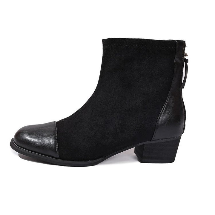 Damen elegante Stiefeletten aus weichem Wildleder mit modischen Akzenten Drune