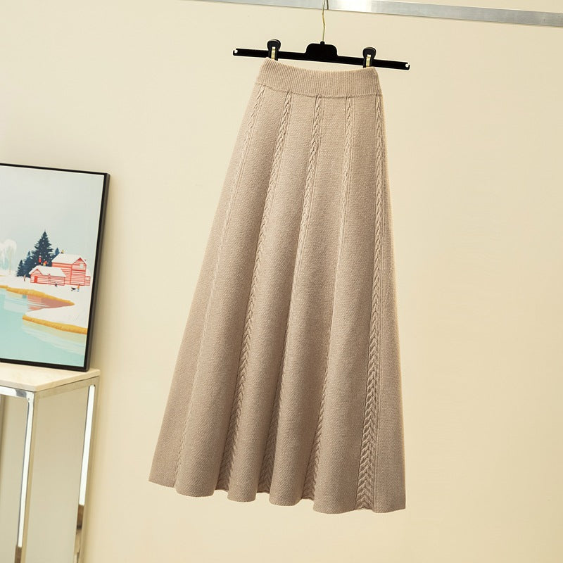 Damen Eleganter, plissierter Maxirock aus hochwertigem Strick Drune