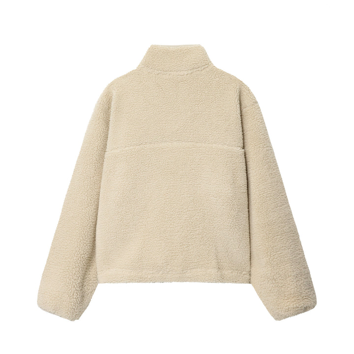 Damen nan kuscheliger Teddy-Fleece Half-Zip Pullover mit Känguru-Tasche Drune