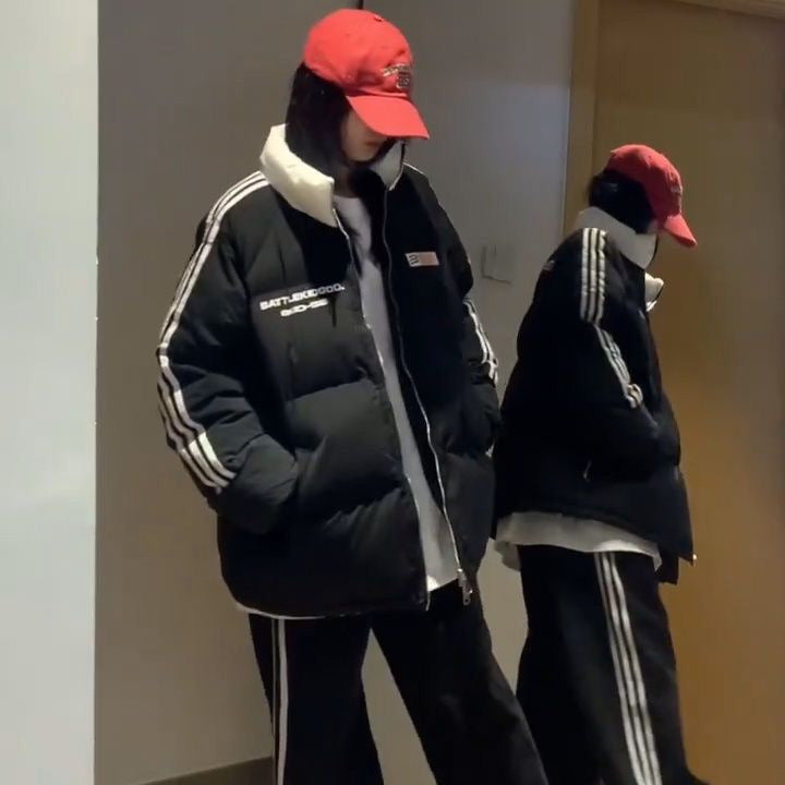 Damen sportliche Oversized Daunenjacke mit Reißverschluss und seitlichen Taschen Drune