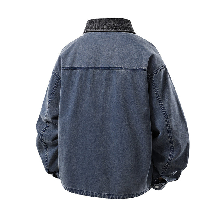 Herren Modische Denimjacke mit hohem Kragen und praktischen Taschen Drune