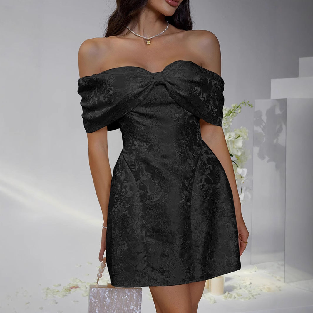 Damen Off-Shoulder Kleid mit floralem Design und elegantem Bustier Drune