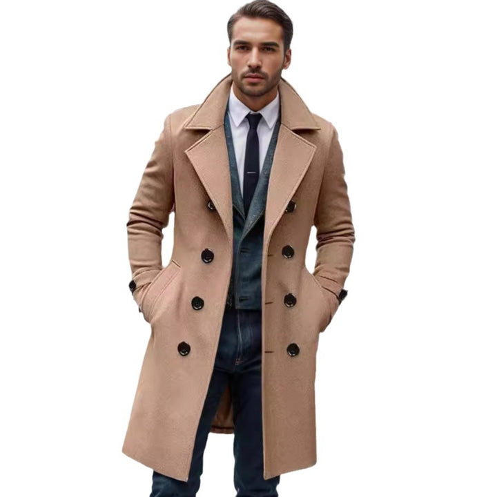 Herren Doppelreihiger Wollmantel mit breitem Revers und taillierter Silhouette Drune