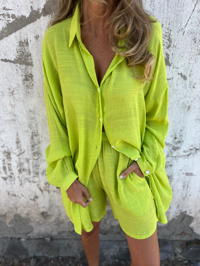 Damen Langärmlige Hemdbluse im Oversize-Stil mit Knopfleiste Drune