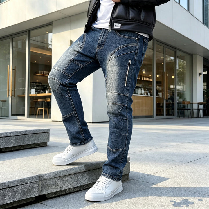 Herren Modische Cargo-Jeans mit Reißverschluss Drune