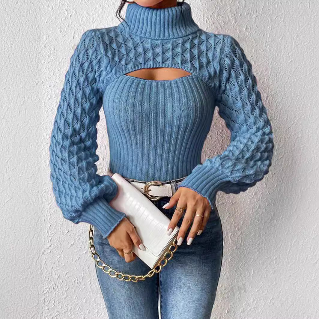 Damen Pullover mit hochgeschlossenem Kragen und Cut-Outs Drune