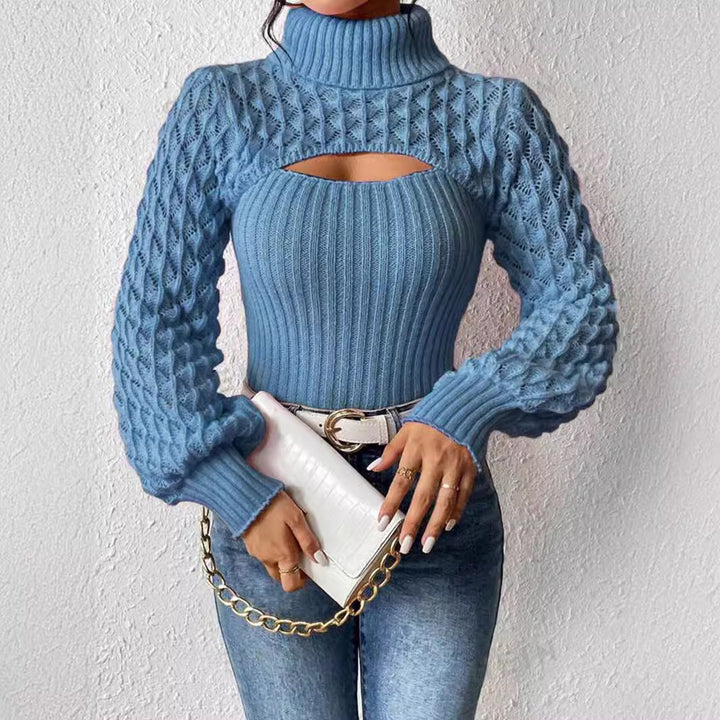 Damen Pullover mit hochgeschlossenem Kragen und Cut-Outs Drune