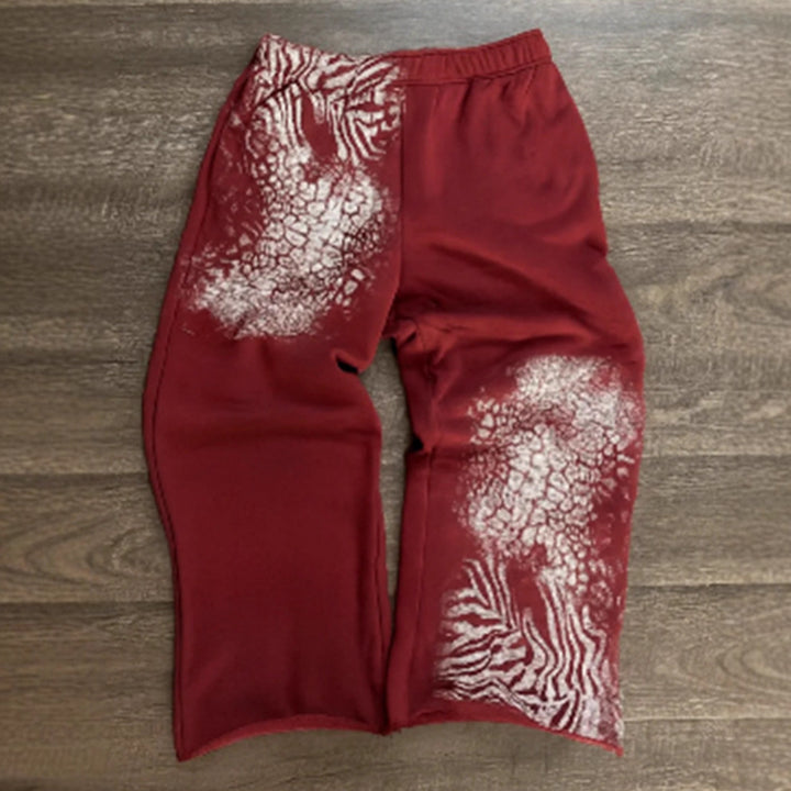 Damen nan lockere Sweathose mit asymmetrischem Animal-Print, elastischem Komfortbund und geradem Bein Drune