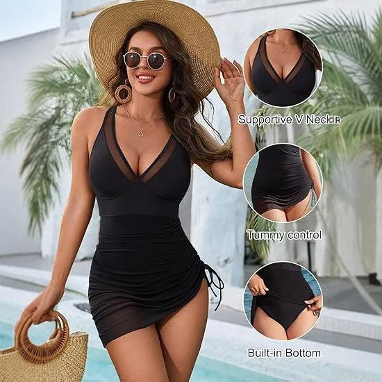 Damen Eleganter Strandkleid mit verstellbaren Trägern Drune