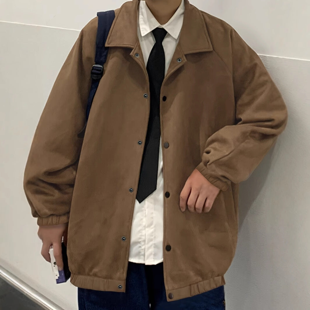 Herren Oversized Coachjacke aus Mikrofaser mit Druckknopfverschluss Drune