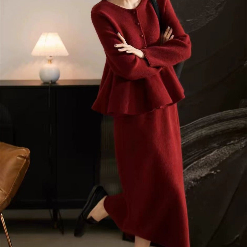 Damen schickes Zweiteiliges Strickensemble mit weich fließendem Design Drune