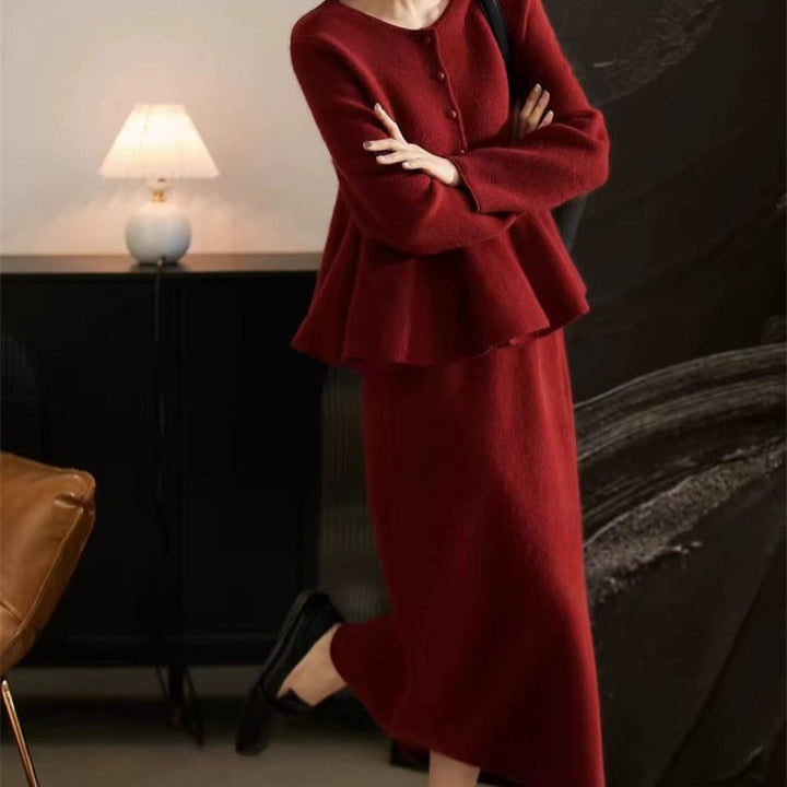 Damen schickes Zweiteiliges Strickensemble mit weich fließendem Design Drune