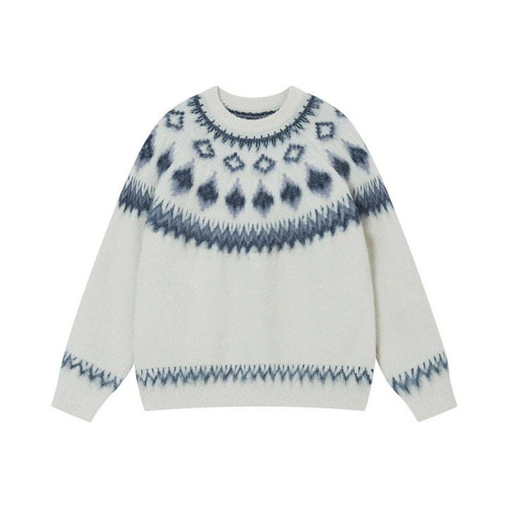 Damen Modischer Pullover mit traditionellem Muster Drune