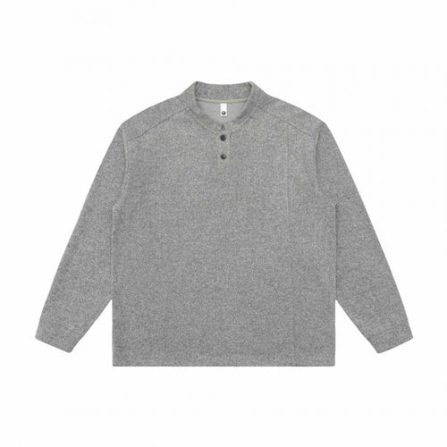 Unisex Feinstruktur-Henley-Strickpullover mit Raglanärmeln und Relaxed-Schnitt Drune